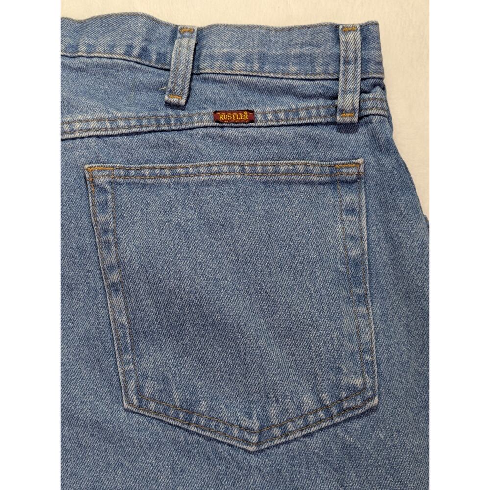 Rustler 36W 29L Light Stone Wash Reg Fit Straight Leg Heavyweight Cotton Jeans